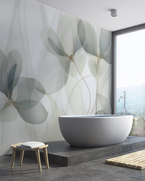 Tapet Flori abstracte, imitație după un tablou, Imagini de fundal unice, w05952 : Uwalls.ro