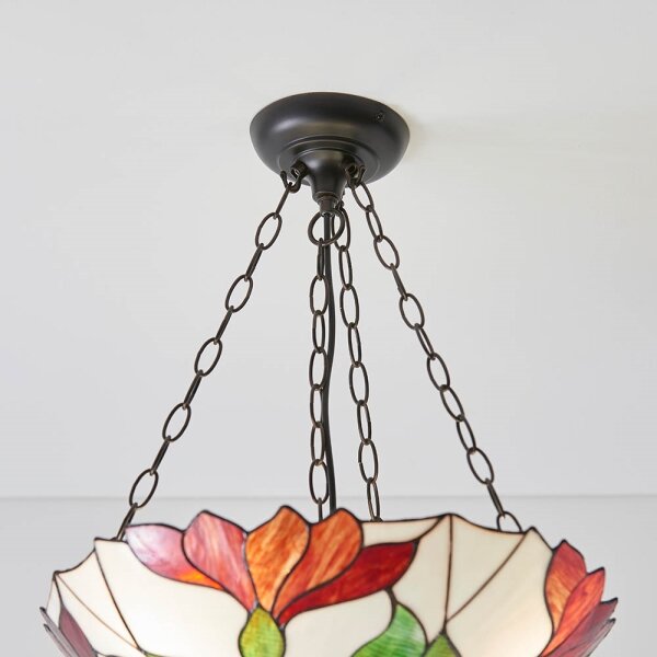 Endon 70946 - Candelabru pe lanț Tiffany BOTANICA, 3xE27/60W/230V, diametru 45 cm