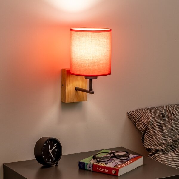 Lampă de perete Brilagi NUBILA WOOD 1xE27/25W/230V stejar/roșu