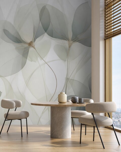 Tapet Flori abstracte, imitație după un tablou, Imagini de fundal unice, w05952 : Uwalls.ro
