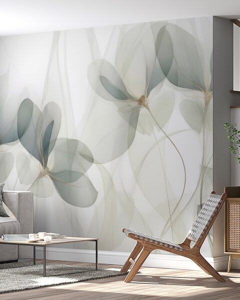 Tapet Flori abstracte, imitație după un tablou, Imagini de fundal unice, w05952 : Uwalls.ro