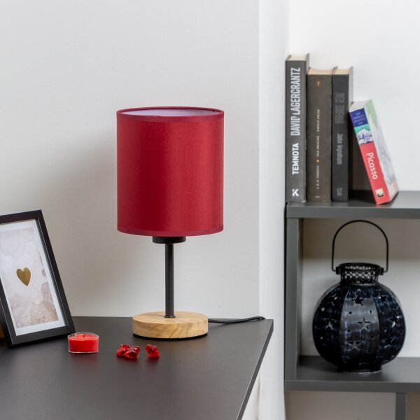 Lampă de masă Brilagi NUBILA WOOD 1xE27/25W/230V stejar/roșu pompeian