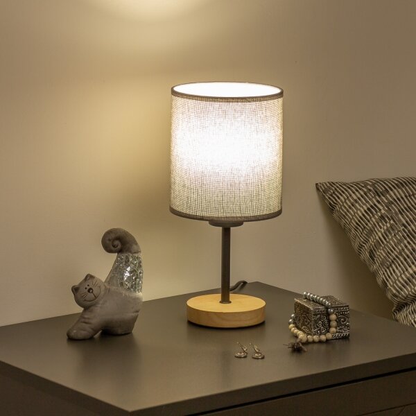 Lampă de masă Brilagi NUBILA WOOD 1xE27/25W/230V stejar/gri