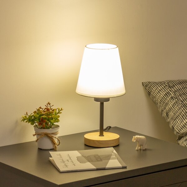 Lampă de masă Brilagi NUBILA WOOD 1xE27/25W/230V stejar/alb