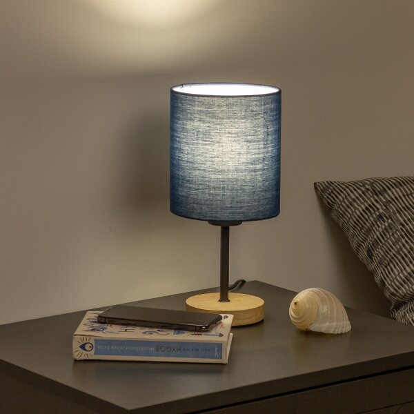 Lampă de masă Brilagi NUBILA WOOD 1xE27/25W/230V stejar/albastru închis
