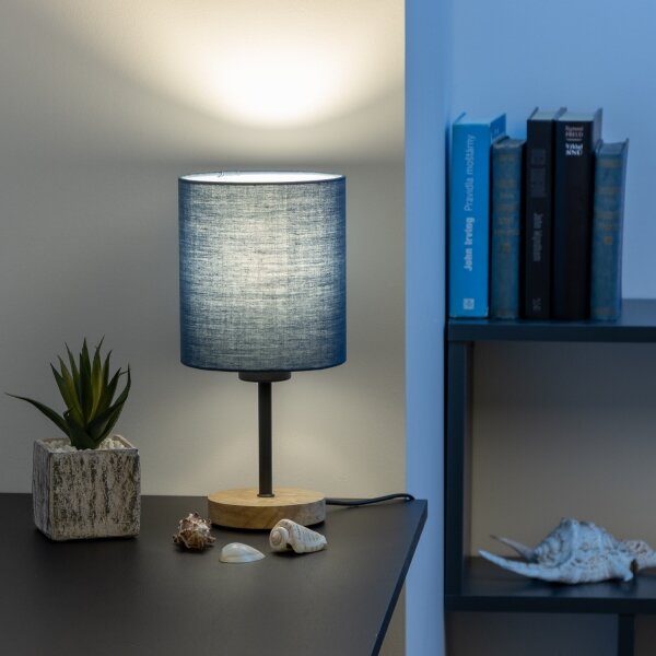 Lampă de masă Brilagi NUBILA WOOD 1xE27/25W/230V stejar/albastru închis