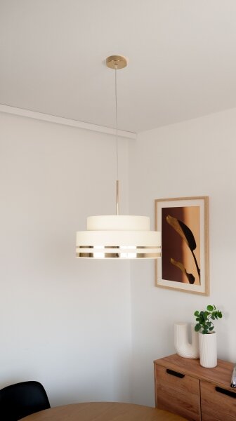 Lustră pe cablu TAMI 1xE27/60W/230V bej/auriu