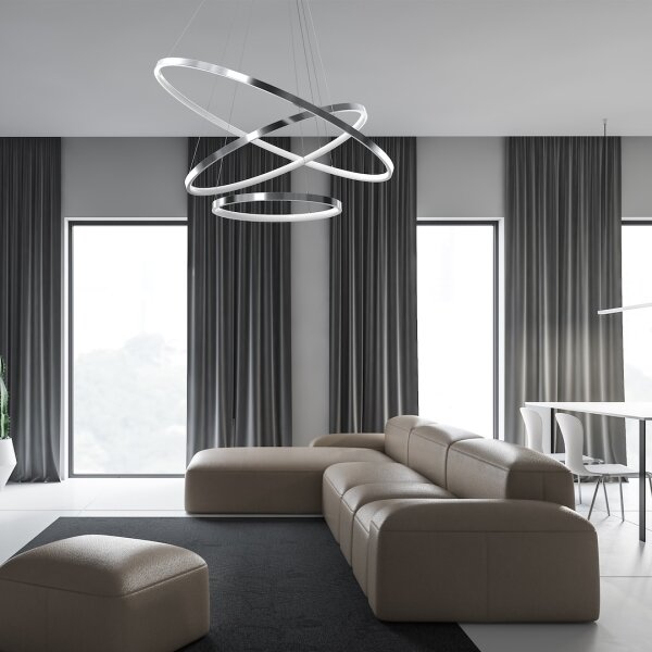 Lustră LED pe cablu HOOP LED/93W/230V d. 80 cm 4000K crom lucios