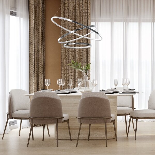 Lustră LED pe cablu HOOP LED/93W/230V d. 80 cm 4000K crom lucios