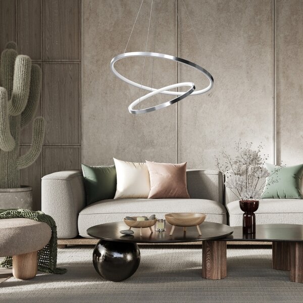 Lustră LED pe cablu HOOP LED/51W/230V d. 60 cm 4000K crom lucios