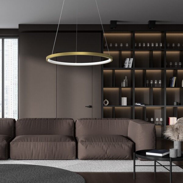 Lustră LED pe cablu HOOP LED/27W/230V d. 50 cm 4000K auriu