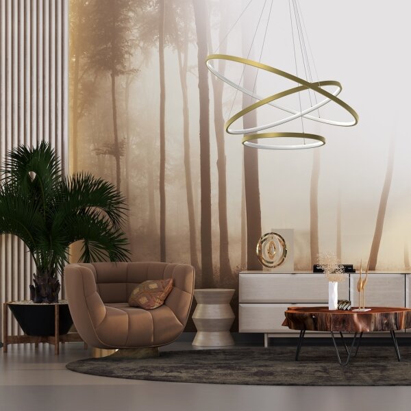 Lustră LED pe cablu HOOP LED/93W/230V d. 80 cm 4000K auriu