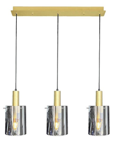 Lustră pe cablu ARCADIA 3xE27/60W/230V auriu/fumuriu