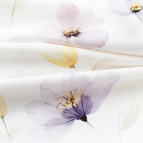Goldea lenjerie de pat din bumbac satinat - flori violete 140 x 200 și 50 x 70 cm