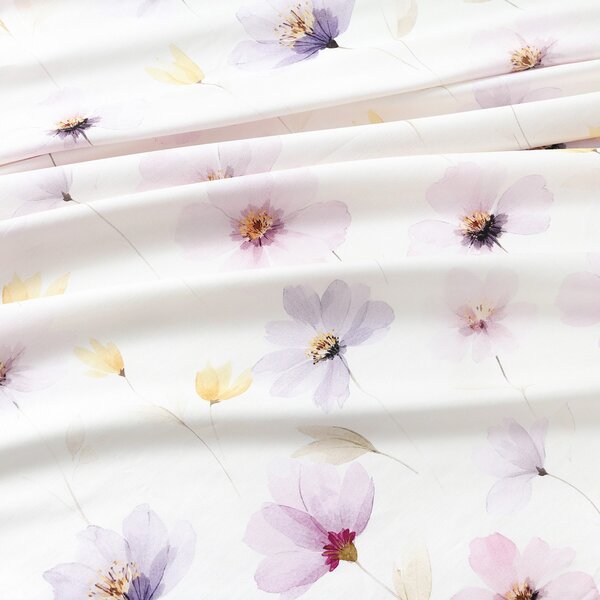 Goldea lenjerie de pat din bumbac satinat - flori violete 140 x 200 și 50 x 70 cm