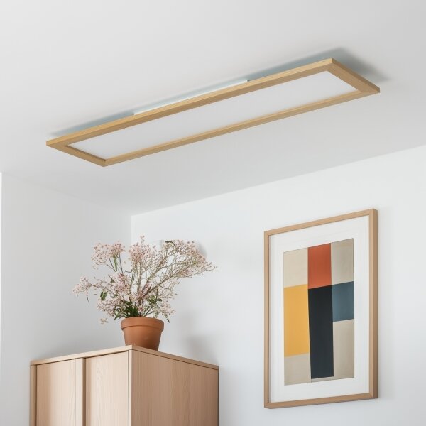 Brilagi - Corp de iluminat dimabil SLIMFRAME WOOD LED/58W/230V 124x34 cm + telecomandă