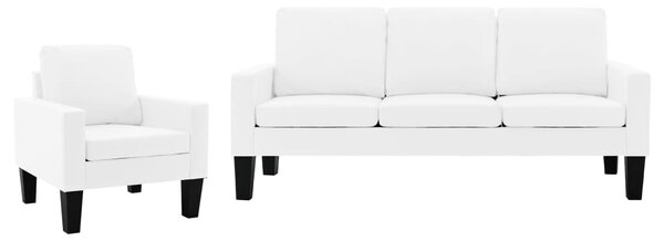 Set de canapele, 2 piese, alb, piele ecologică