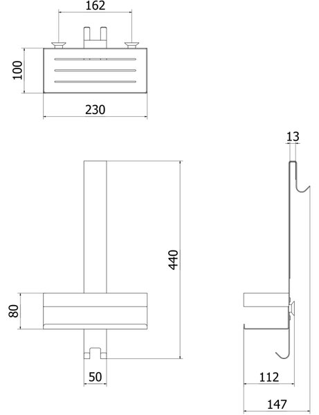 Mexen Brin-1, coș suspendat pentru baie, negru mat, 70A8841-70