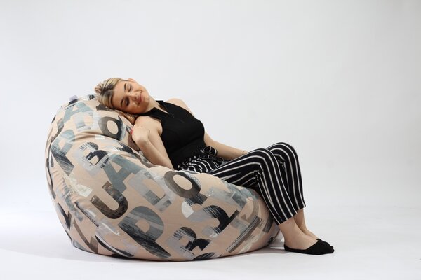 Fotoliu Nirvana Gigant, Material Textil - Army Scrabble