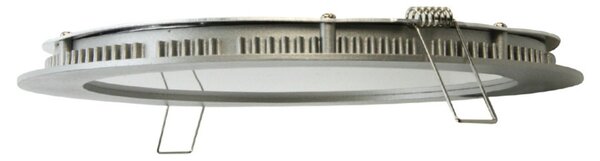 Heitronic Panou încastrat cu LED Justus, Ø 14,5 cm, argintiu, IP44, reglabil, Metalic, Baie, Metal, Modern, Corpuri de iluminat încastrate rotunde