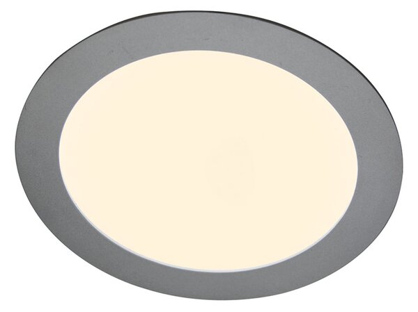 Heitronic Panou încastrat cu LED Justus, Ø 14,5 cm, argintiu, IP44, reglabil, Metalic, Baie, Metal, Modern, Corpuri de iluminat încastrate rotunde