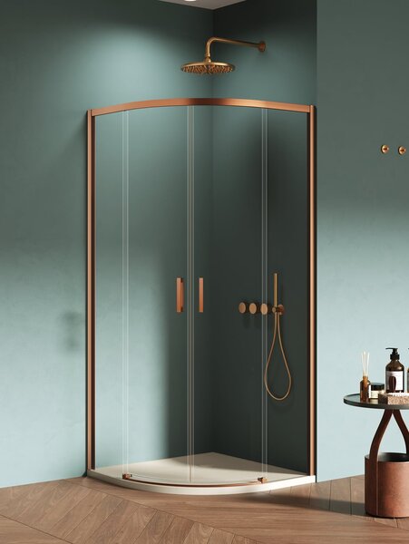 New Trendy Prime Copper Brushed cabină de duș 90x90 cm semicircular cupru periat/sticlă transparentă K-3591