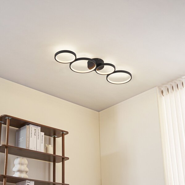 Plafoniere Lindby, Evengeline, Negru, Camera de zi, Metal, Modern