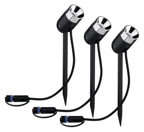 Paulmann Plug & Shine lampă cu vârf de pământ Pike 3-base, reglabil, Negru, Plastic, Modern