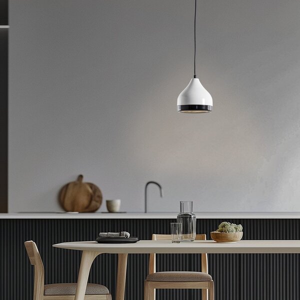 Opviq Lampă suspendată Yildo 6868, alb/negru, metal, 1 bec, reglabil, Alb, Camera de zi / sufragerie, Metal, Modern