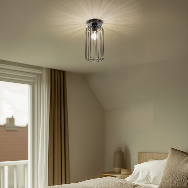 EMIBIG LIGHTING Plafonieră Barn, Ø 16 cm, negru, metal, E27, reglabil, Negru, Camera de zi / sufragerie, Metal, Modern