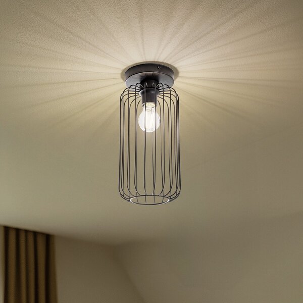 EMIBIG LIGHTING Plafonieră Barn, Ø 16 cm, negru, metal, E27, reglabil, Negru, Camera de zi / sufragerie, Metal, Modern