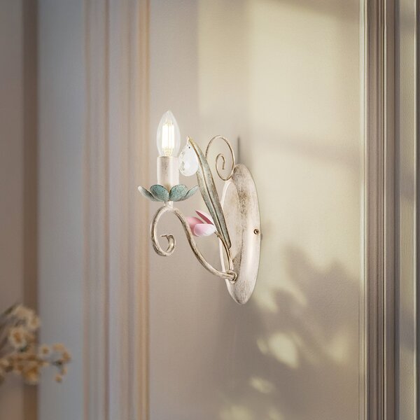 Luminex Aplică de perete Florina cu decor floral, 1 bec, reglabil, Multicolor, Camera de zi / sufragerie, Metal, Florentin