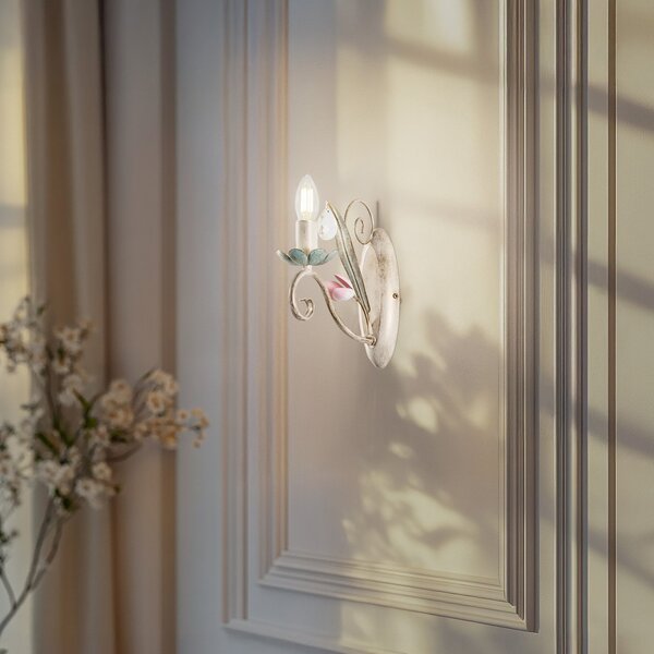 Luminex Aplică de perete Florina cu decor floral, 1 bec, reglabil, Multicolor, Camera de zi / sufragerie, Metal, Florentin