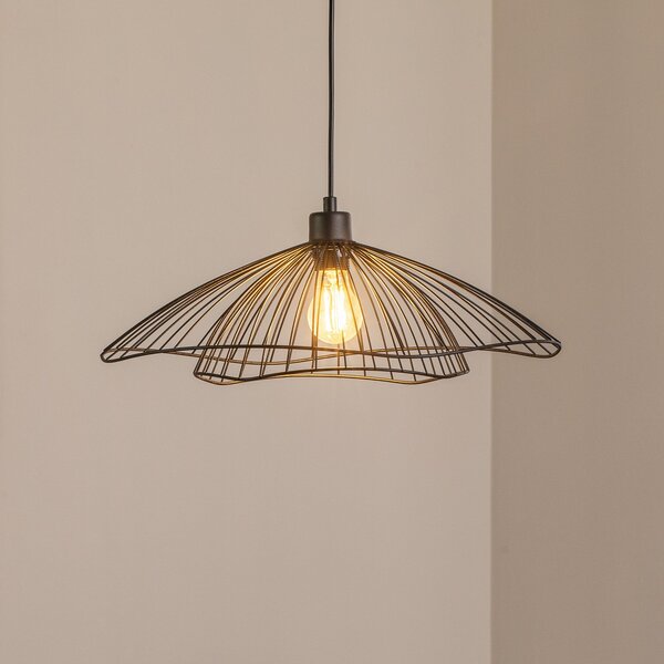 Opviq Lampă suspendată Tel, negru, metal, Ø 50 cm, reglabil, Negru, Camera de zi / sufragerie, Metal