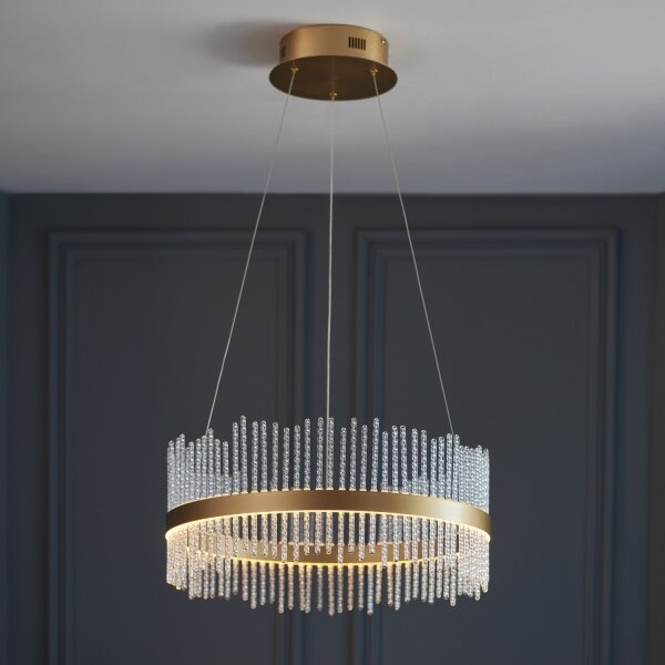 Lustră LED dimabilă pe cablu Endon 107671 ADRIEL LED/41W/230V 3000K auriu/transparent
