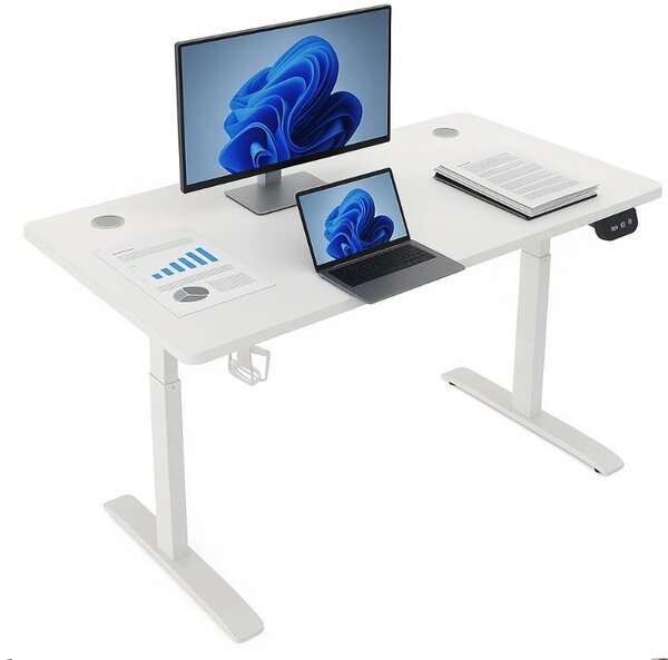 Masă electrică reglabilă pe înălțime 72 - 117 cm - alb Lățime: 60 cm | Lungime: 140 cm
