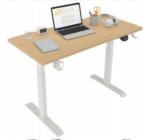 Masă electrică reglabilă pe înălțime 72 - 117 cm - alder, alb Lățime: 60 cm | Lungime: 140 cm