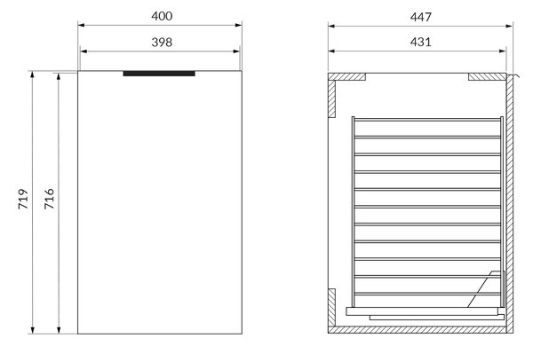 Cersanit City dulap 40x44.7x71.9 cm laterala pe perete alb S584-066