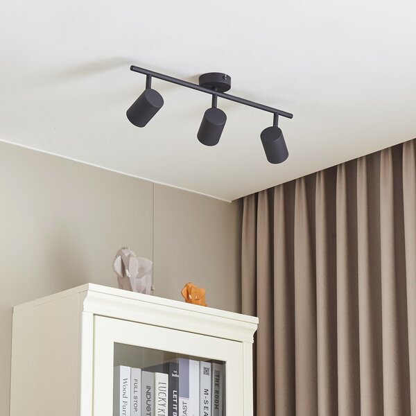 Lindby Spot de plafon Jorell, negru, 51 cm, 3 becuri, GU10, reglabil, Negru, Studiu / Birou, Metal, Modern