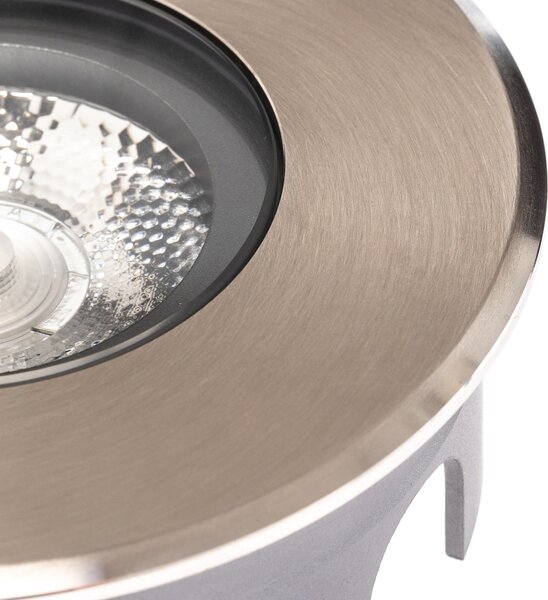 BRUMBERG Hybride Flat LED, 11 cm, pentru încastrat în podea, Metalic, Metal, Modern, Corpuri de iluminat încastrate rotunde