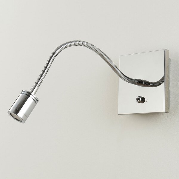 Lindby Berfin lampă de citit perete cromată, LED, Metalic, dormitor, Metal, Modern