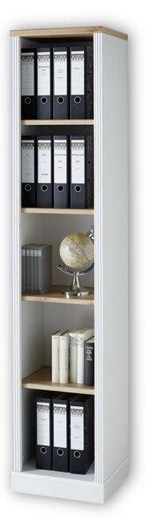 Biblioteca JASMIN, alb/stejar artisan, PAL, 43x38x204 cm