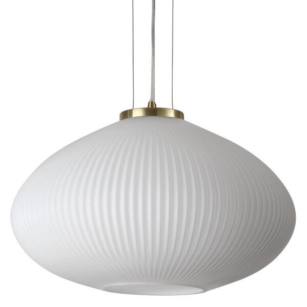 IDEAL LUX Ideal Lux Plisse, lampa de suspendare Plisse Ø 45 cm, reglabil, Alb, Camera de zi / sufragerie, Sticlă