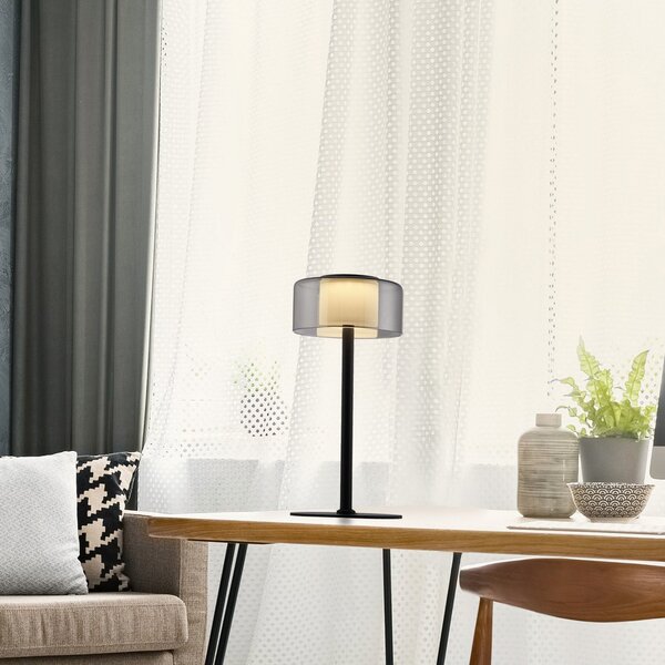 Paul Neuhaus Lampă de masă LED Rika, sticlă, 33 cm înălțime, dimabilă, reglabil, Negru, Camera de zi / sufragerie, Sticlă, Modern