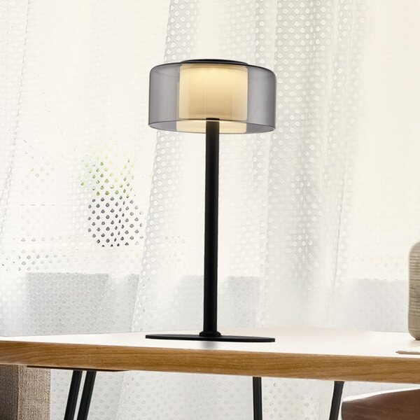 Paul Neuhaus Lampă de masă LED Rika, sticlă, 33 cm înălțime, dimabilă, reglabil, Negru, Camera de zi / sufragerie, Sticlă, Modern