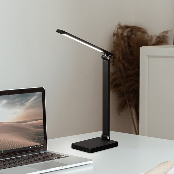 FH Lighting LED reîncărcabilă lampa de birou Ole, negru, senzor, dimabil, CCT, reglabil, Negru, Studiu / Birou, Plastic, Modern