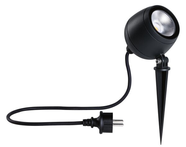 Paulmann Kikolo LED sol spike lumina reflectoarelor 8W 3,000K 60°, Negru, Metal, Modern