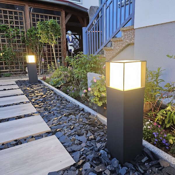 ORION Bornă luminoasă Henry, negru, înălțime 60 cm, aluminiu/oțel inoxidabil, Negru, Aluminiu, Modern