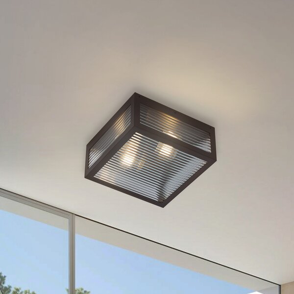 Lindby Lampa de tavan pentru exterior Bolgar, negru, metal, sticlă, reglabil, Negru, Metal, Modern