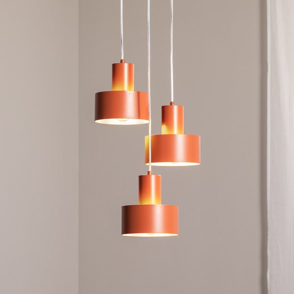 SIGMA Lampă suspendată Rif 3, roșu cărămiziu, rotundă, 3 becuri, Ø 33 cm, reglabil, Roșu, Camera de zi / sufragerie, Metal, Modern